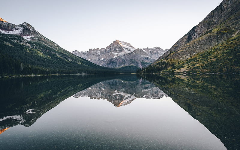 lake, mountains, rocks, mountain lake, North America, USA, HD wallpaper