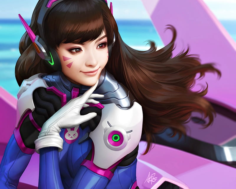 D.Va, overwatch, luminos, game, d va, fantasy, girl, hand, beauty ...