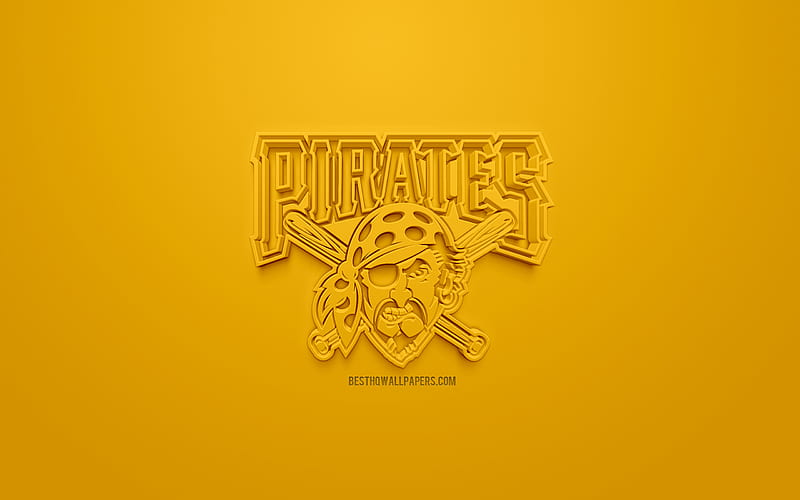 Pittsburgh Pirates, American baseball club, creative 3D logo, yellow background, 3d emblem, MLB, Pittsburgh, Pennsylvania, USA, Major League Baseball, 3d art, baseball, 3d logo, HD wallpaper