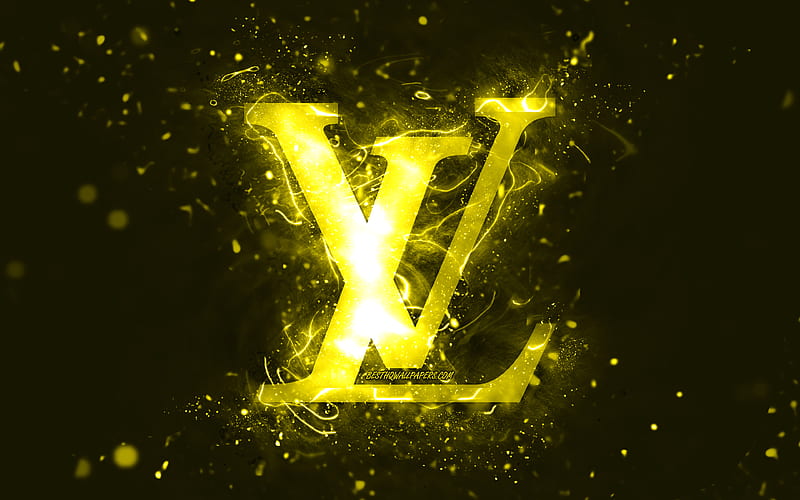Louis Vuitton yellow logo, , yellow neon lights, creative, yellow