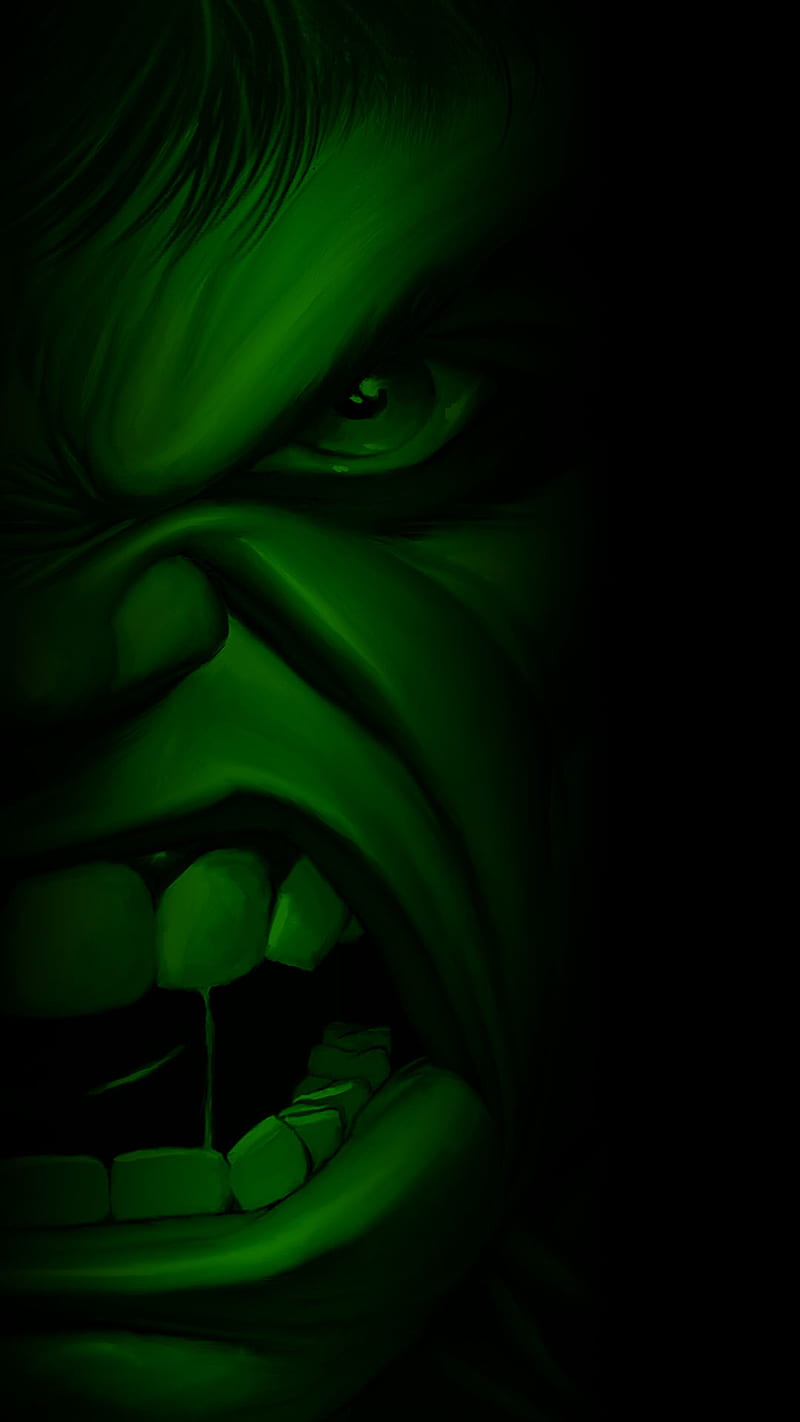 Half Hulk Face, angry, avengers, face, green, hulk, marvel, mean, HD phone wallpaper