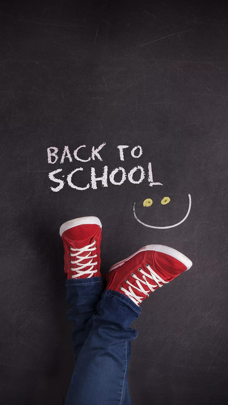 Back to school, feet, floor, jeans, pastel, red shoes, sayings, sport shoes, HD phone wallpaper