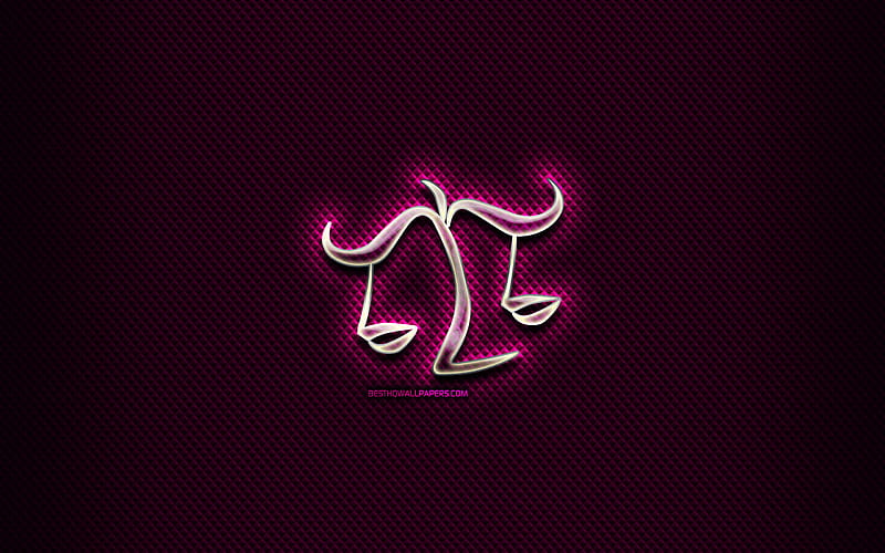 Libra glass sign, purple rhombic background, creative art, Libra zodiac symbol, astrology, zodiac signs, Libra Horoscope sign, Libra, astrological sign, Libra zodiac sign, HD wallpaper