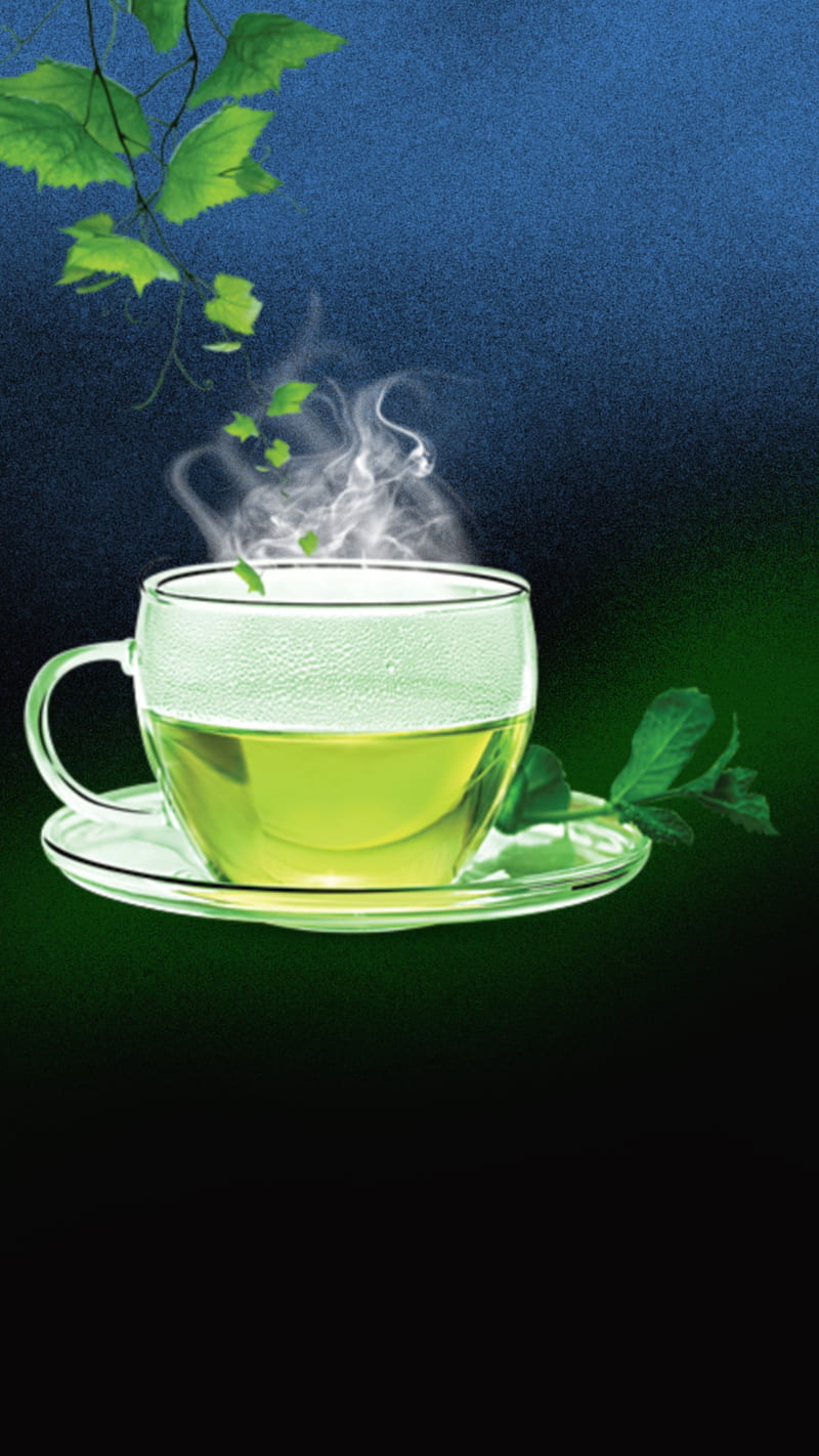 Green tea, Hardeep, black, cup, leaf, HD phone wallpaper