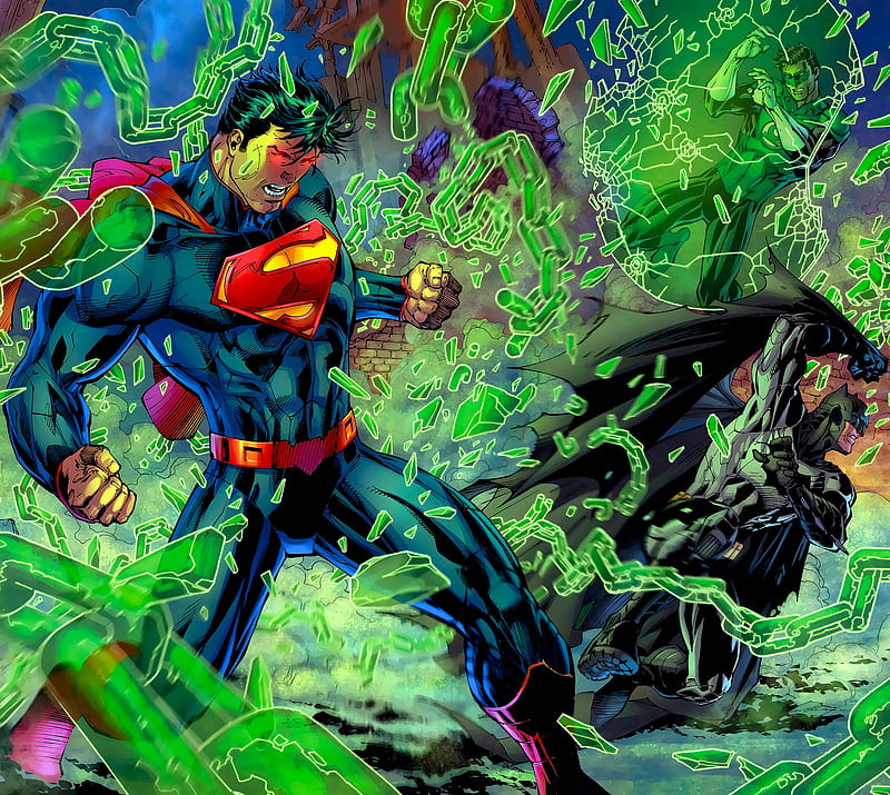Superman, artwork, batman, green lantern, new, HD wallpaper