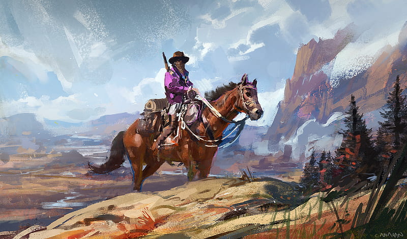 Cowboy Painting, HD wallpaper