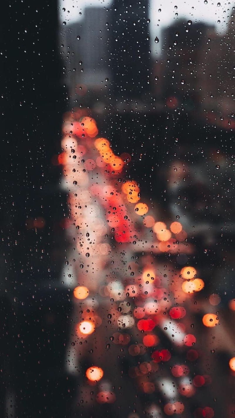 Dslr blur road, city, dark, rainy, water, HD phone wallpaper