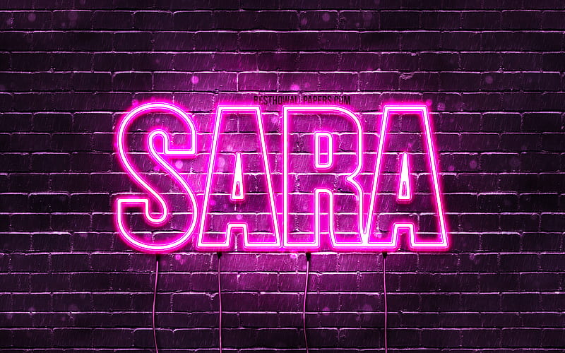 Sara with names, female names, Sara name, purple neon lights, Happy Birtay Sara, popular japanese female names, with Sara name, HD wallpaper