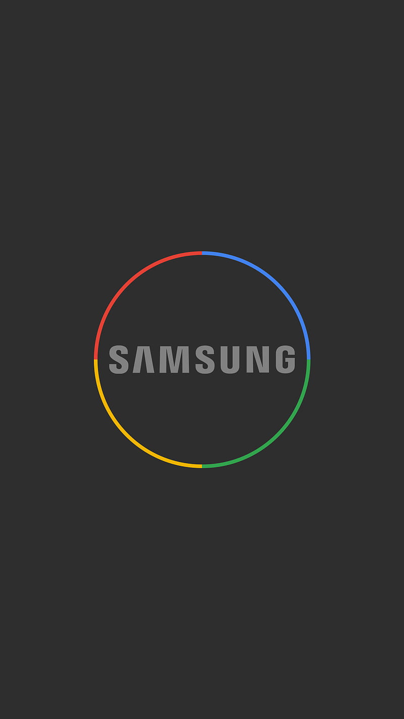SAMSUNG, black, blue, dark, flat, galaxy, google, green, logo, minimal, red, HD phone wallpaper