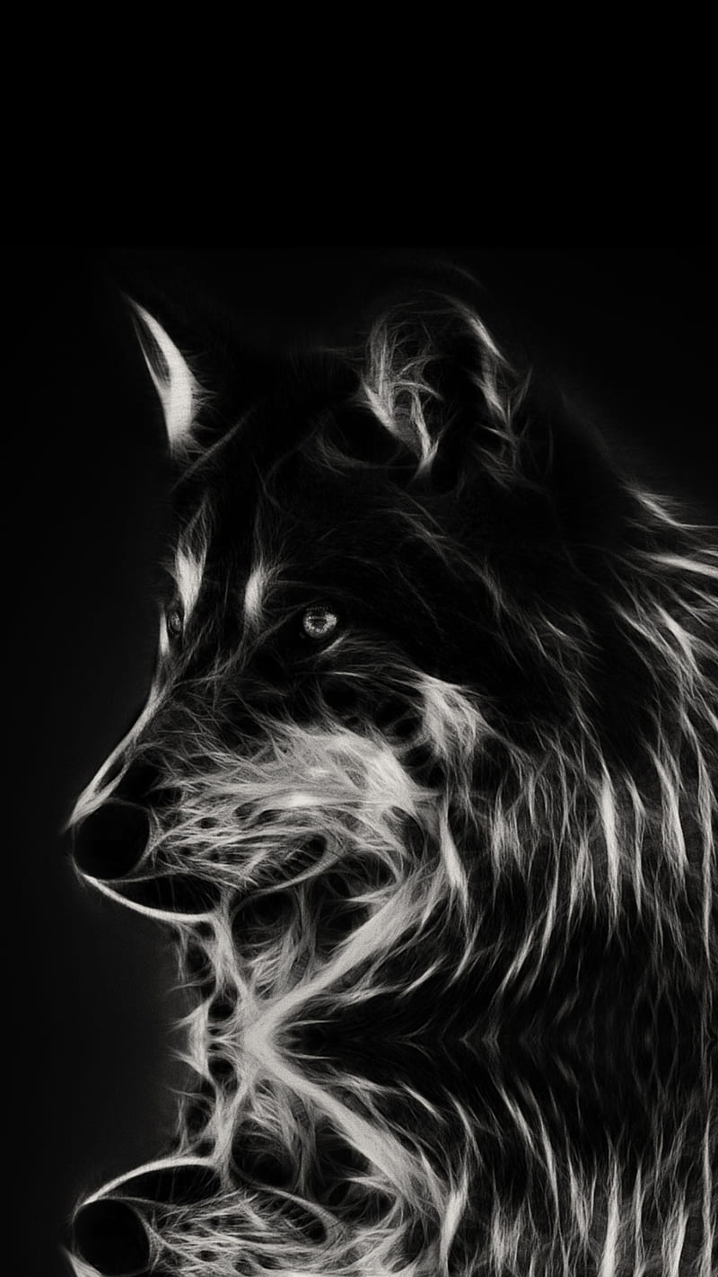 Serpia Wolf, black, white, HD phone wallpaper