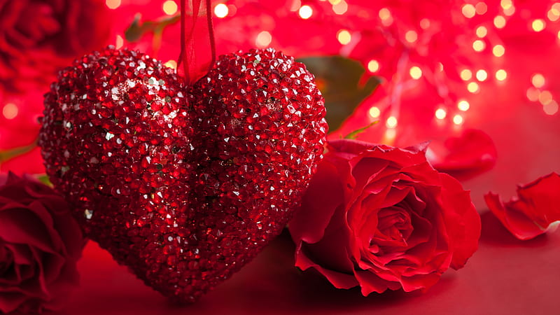 ❤️, Love, Red, Heart, Shine, Rose, HD wallpaper