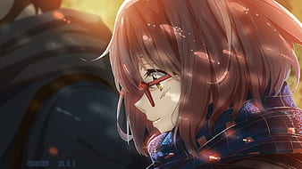 Wallpaper girl, anime, petals, tears, art, tape, kyoukai no kanata, mirai  kuriyama for mobile and desktop, section сёдзё, resolution 1920x1536 -  download