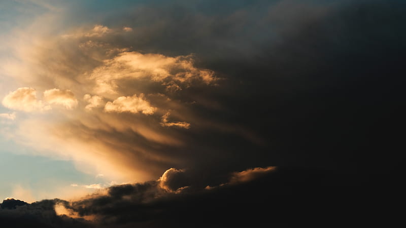 cumulus clouds during golden hour, HD wallpaper