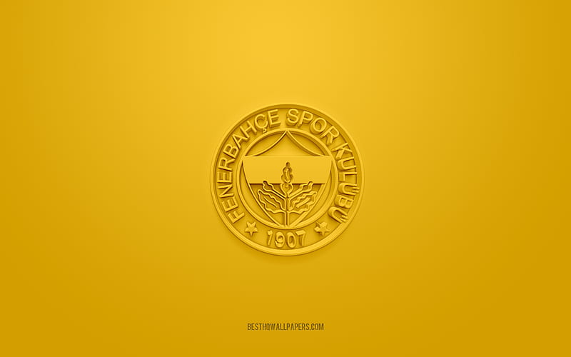 Fenerbahce Basketball, creative 3D logo, yellow background, 3d emblem, Turkish basketball team, Turkish League, Istanbul, Turkey, 3d art, basketball, Fenerbahce Basketball 3d logo, HD wallpaper