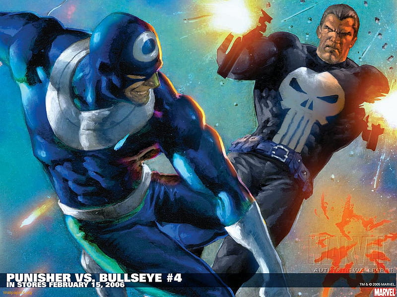 Punisher vs Bullseye, punisher, fight, comic, bullseye, HD wallpaper