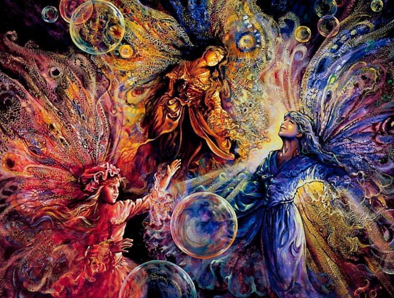 ~✿~Midsummer Night Magic~✿~, Fairies, Enchanted, Pixie, Bubbles, Magic, Fairy, josephine wall, Spell, Fae, HD wallpaper