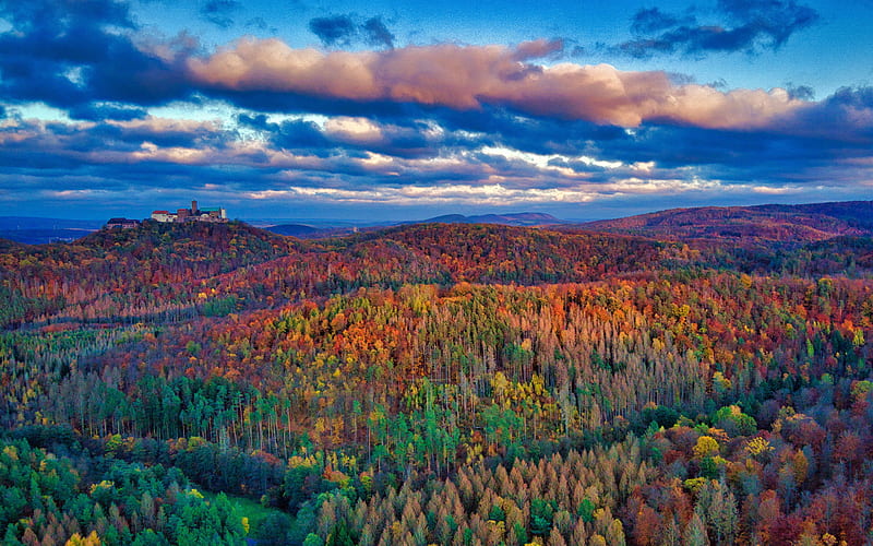 Thuringian Forest Autumn Wartburg Castle Germany Bing, HD wallpaper