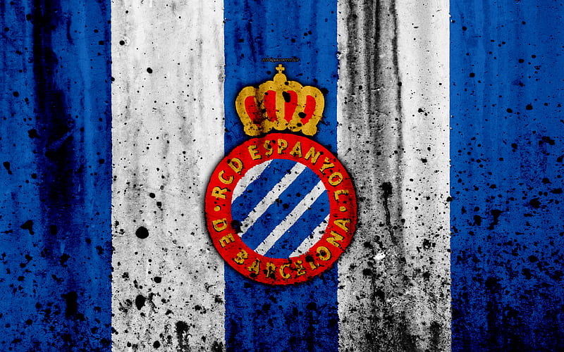 Espanyol grunge, La Liga, stone texture, soccer, football club, LaLiga, Espanyol FC, HD wallpaper