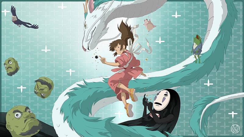 Anime, Chihiro (Spirited Away), Haku (Spirited Away), Spirited Away, No Face (Spirited Away), HD wallpaper