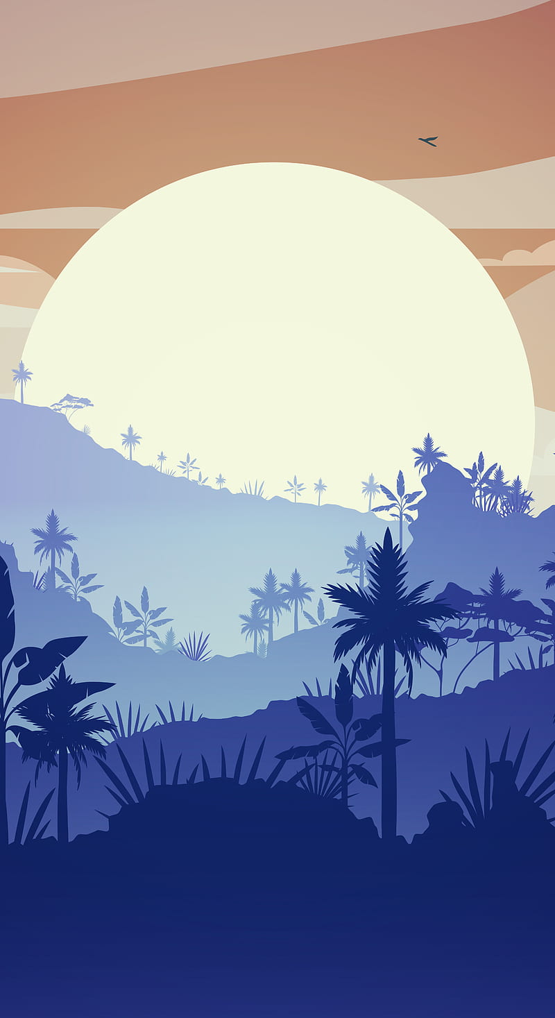 Tropical forest , Art, background, Clip Scene, Clipart, Clouds, Drawing, Forest , Graphic, Landscape, Mountains, Natural, Nature, Outside, Palms, Outdoor, Shades, Sky, The, Tree, Trees, HD phone wallpaper