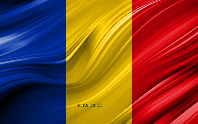 Romanian flag, European countries, 3D waves, Flag of Romania, national symbols, Romania 3D flag, art, Europe, Romania, HD wallpaper