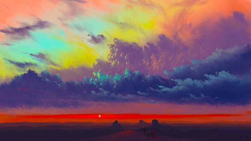 Amazing Sunset Art, HD wallpaper