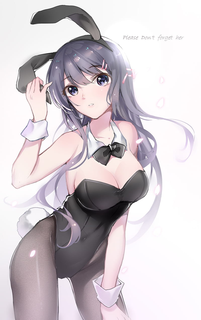 bunny girl, white background, anime, Sakurajima Mai, Seishun Buta Yarō wa Bunny Girl-senpai no Yume wo Minai, anime girls, HD phone wallpaper