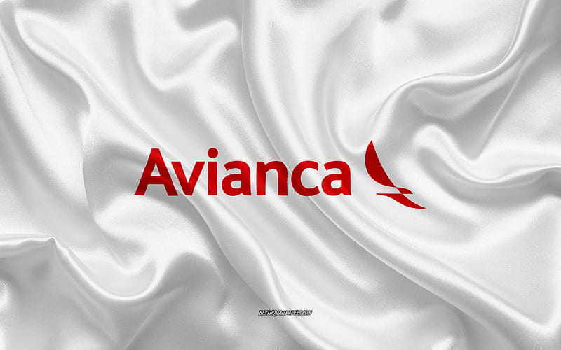 Avianca logo, airline, white silk texture, airline logos, Avianca emblem, silk background, silk flag, Avianca, HD wallpaper