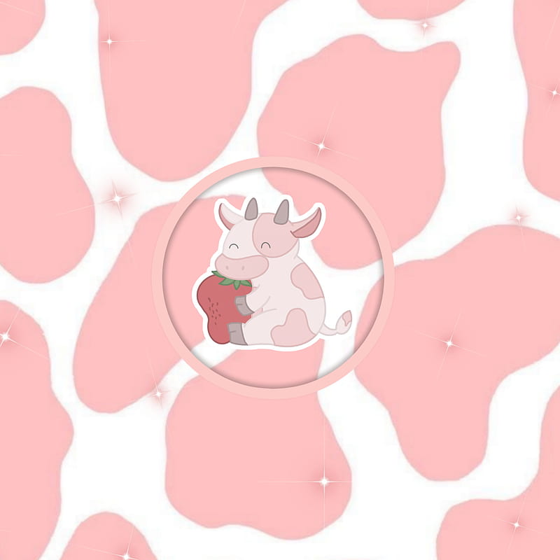 Strawberry Cow  Pink And White Wallpaper Download  MobCup