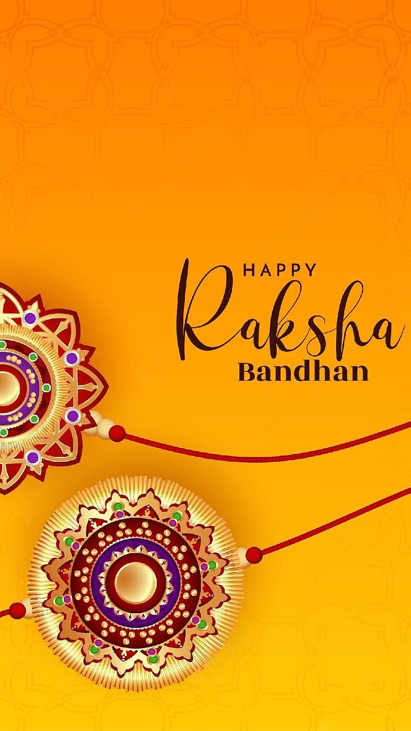 Happy Raksha Bandhan, Diya And Rakhi, raksha bandhan wala, diya, rakhi, yellow background, HD phone wallpaper