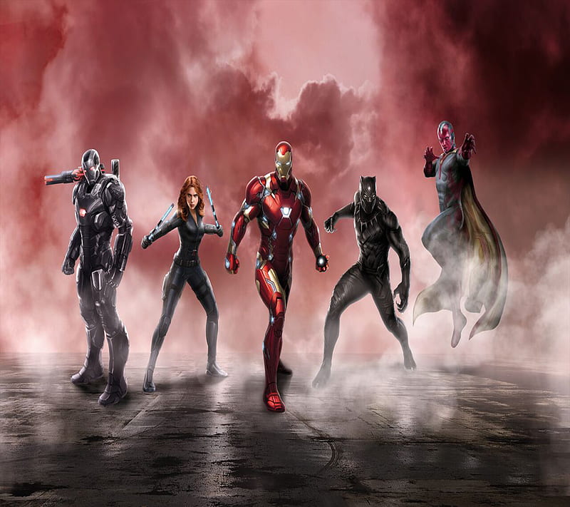 Marvel Civil War, black panter, black widow, iron man, spider man, war machine, HD wallpaper