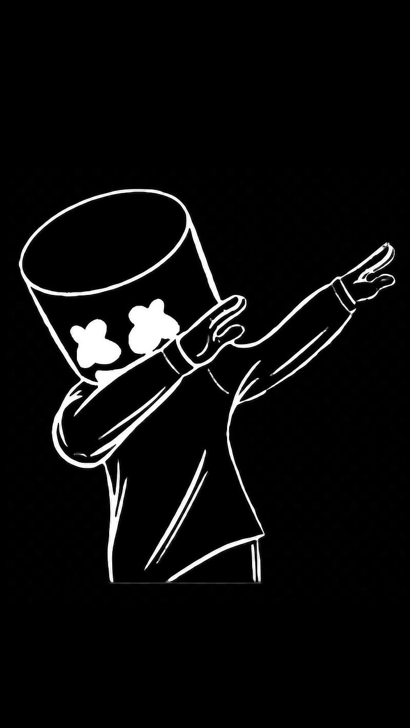 HD   Black Line Emoji Art Marshmello Dab Art Work 