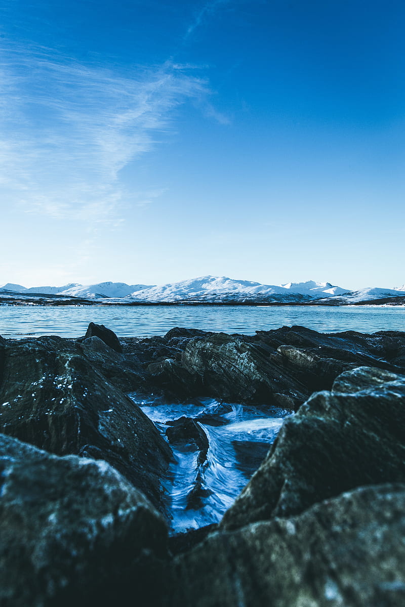glacier, stones, lake, ice, water, HD phone wallpaper
