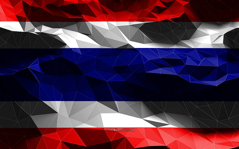 Thai flag, low poly art, Asian countries, national symbols, Flag of Thailand,  HD wallpaper | Peakpx