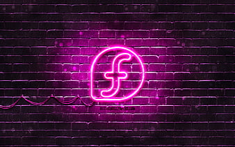 Fedora red logo red brickwall, Linux, Fedora logo, OS, Fedora neon logo ...