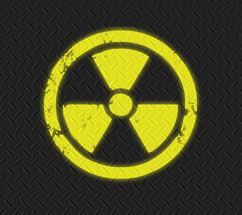 radioactive3, black, radioactive, sign, worn, yellow, HD wallpaper