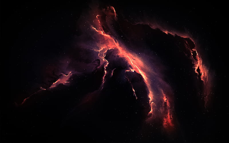 orange nebula, galaxy, stars, outer space, Space, HD wallpaper