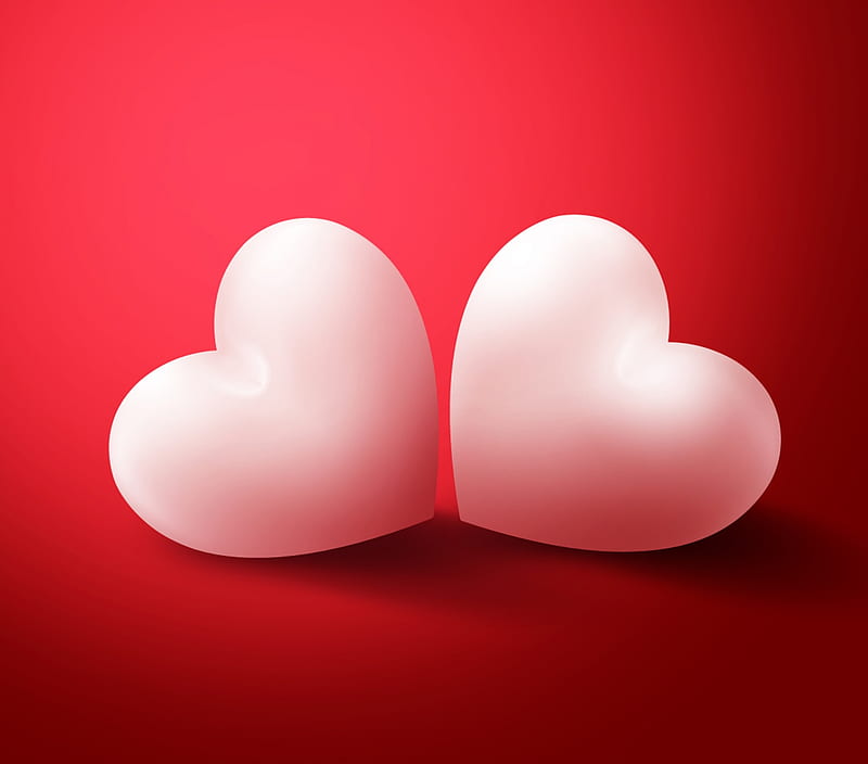 Happy Valentine's Day!, red, heart, valentine, white, couple, card, HD wallpaper