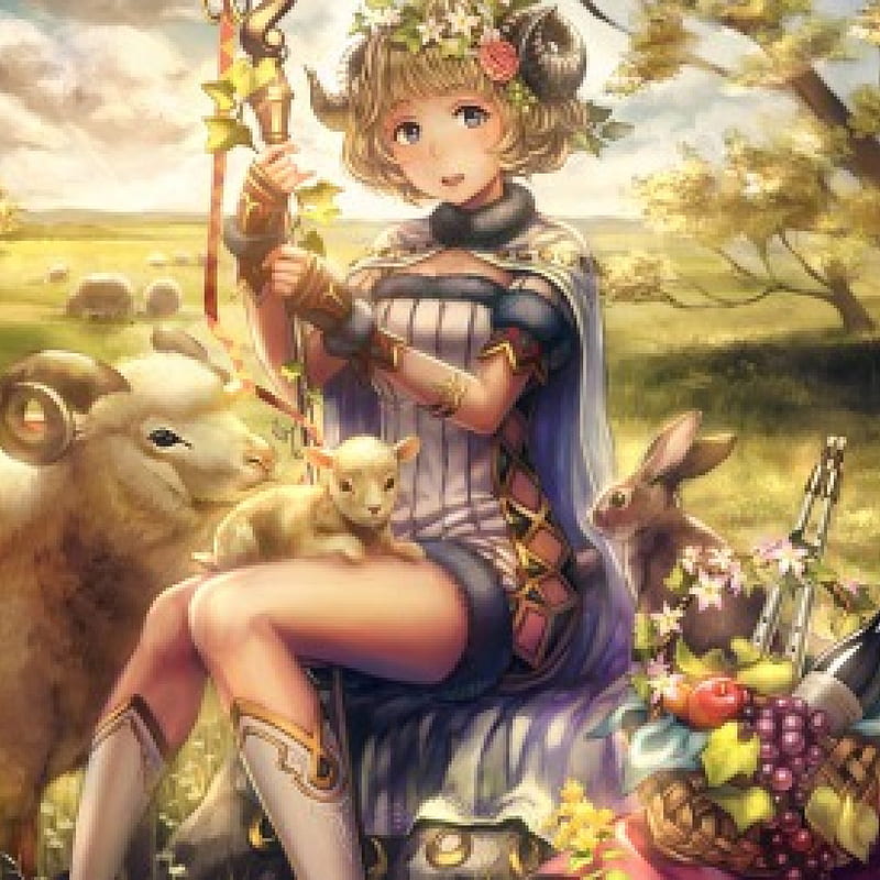 Lamb's, pretty, dress, blond cg, adorable, sweet, fruit, nice, anime, lamb, anime  girl, HD wallpaper | Peakpx
