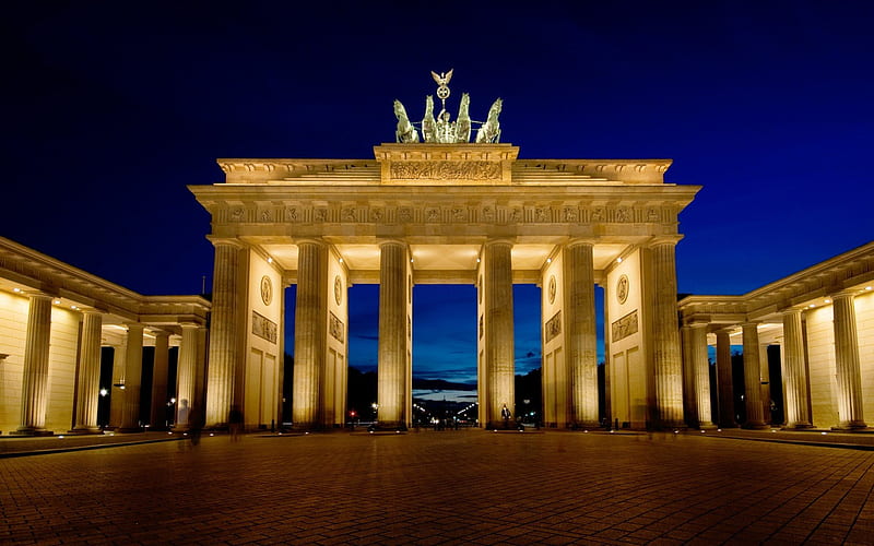 Brandenburg Gate, Berlin, monument, columns, horses, people, HD wallpaper