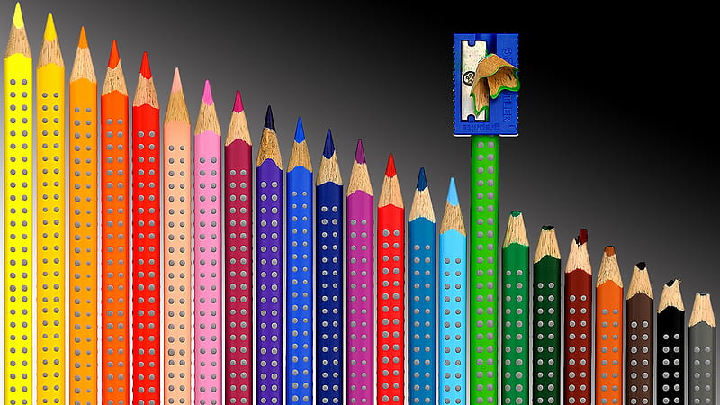 Beautiful Pencils, lovely, like buildings, sharpener, colors, bonito, pencils pencils, HD wallpaper