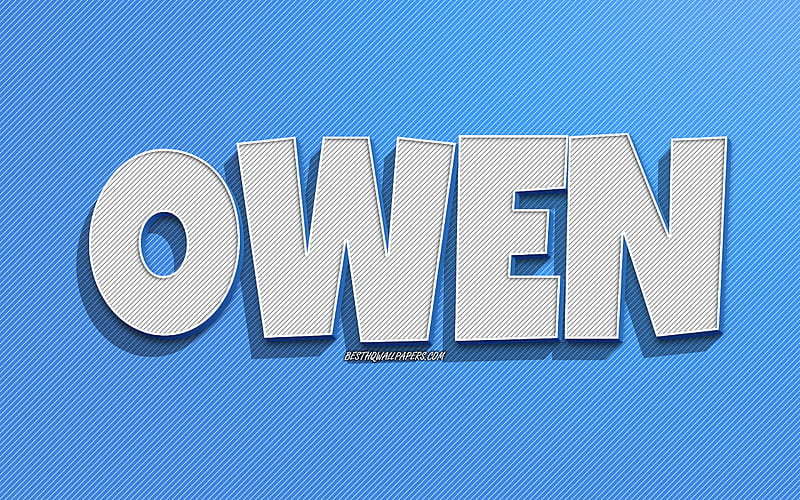 Owen, blue lines background, with names, Owen name, male names, Owen greeting card, line art, with Owen name, HD wallpaper