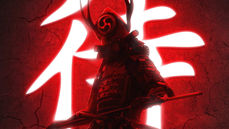 Samurai, art, japan, fantasy, HD wallpaper