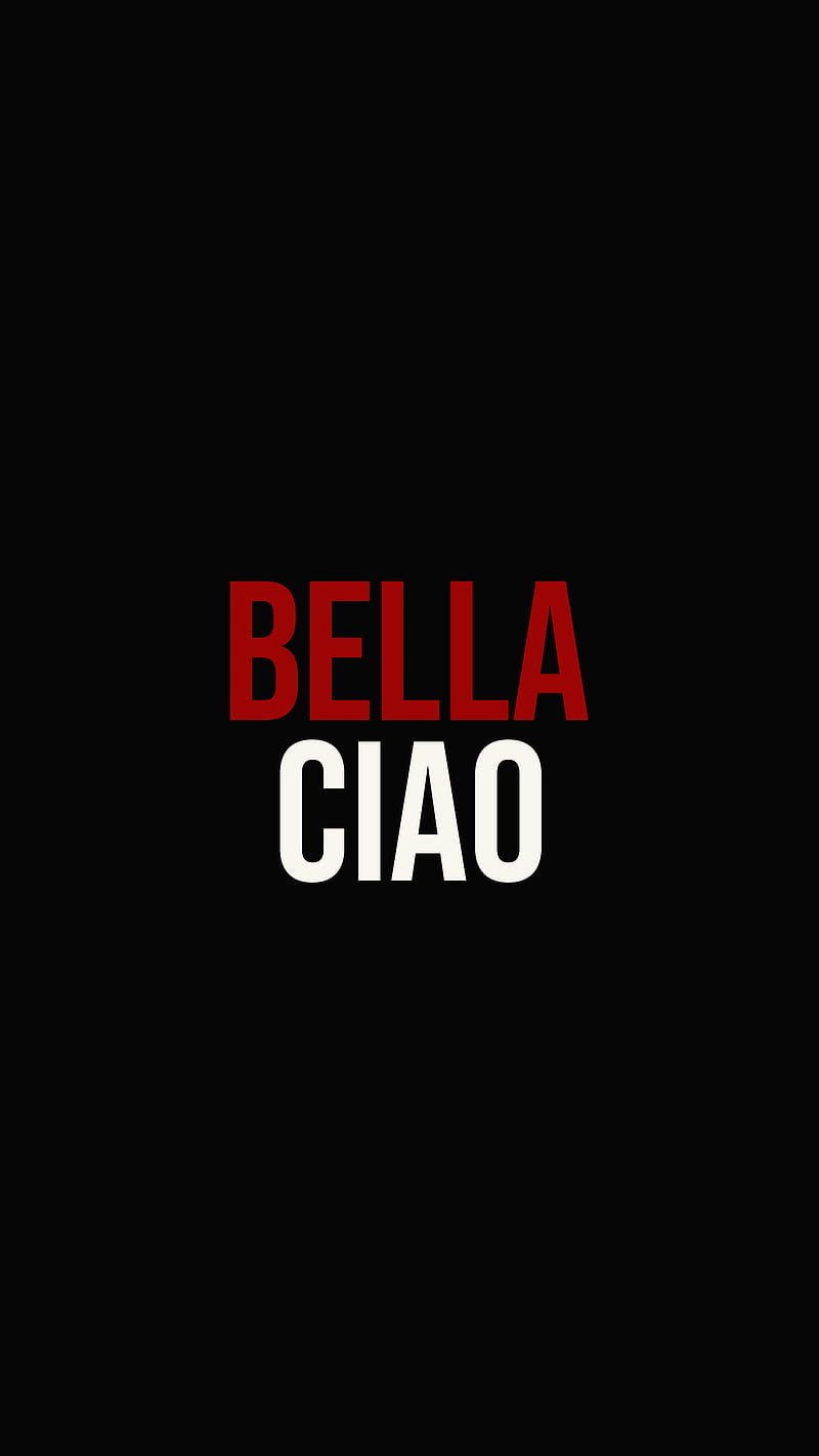 Bella Ciao, black background, money heist, money heist , red and white, text, HD phone wallpaper