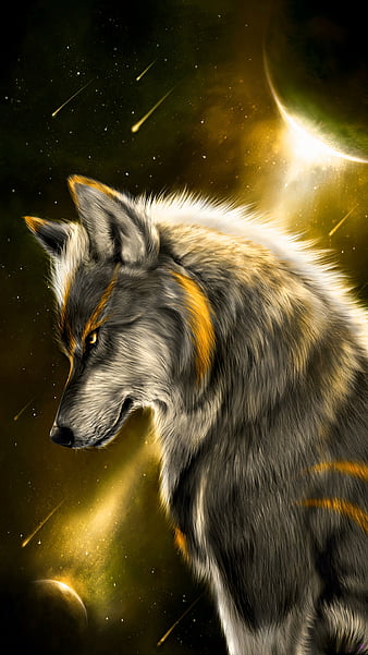 Fury Anime Galaxy Wolf Wolf With Moon HD phone wallpaper  Peakpx