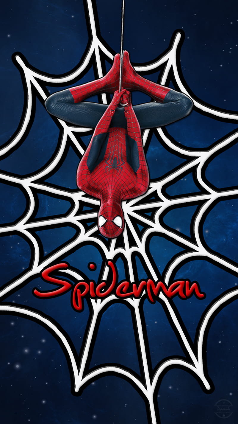 Spiderman, blue, cartoon, dc, marvel, red, spidey, web, HD phone wallpaper