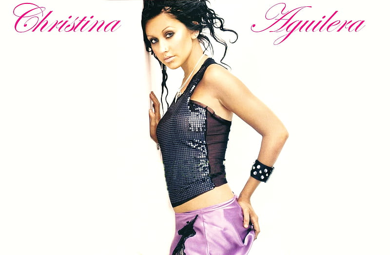 Christina Aguilera, cute, aguilera, babe, female, purple, christina, beauty, pink, HD wallpaper
