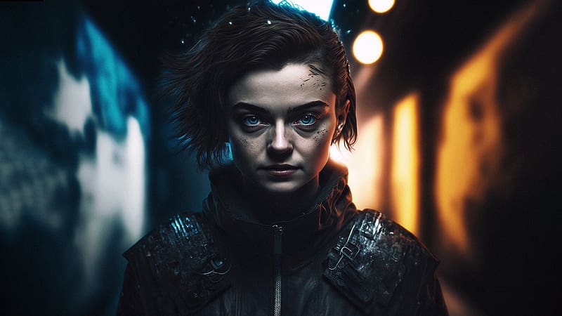 Aria Stark, art, portrait, face, girl, roman iakovenko, dark, game of thrones, fantasy, HD wallpaper