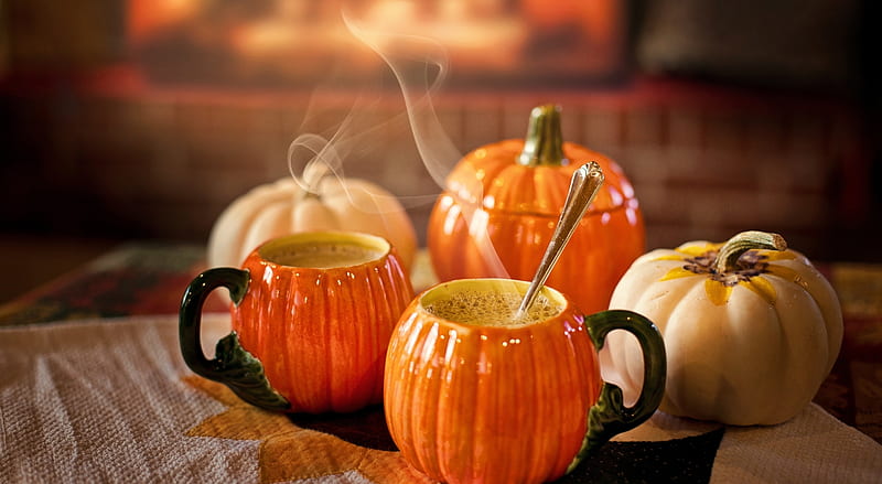 Happy Halloween!, orange, jill wellington, halloween, pumpkin, black, cup, HD wallpaper