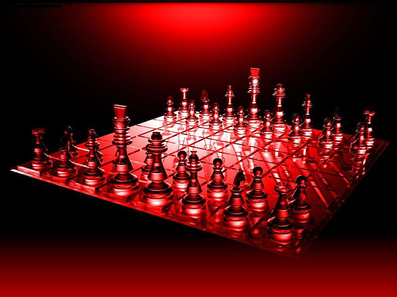 Redden Chess !!!, 3d-art, red, black, abstract, chess, HD wallpaper